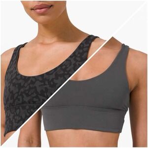Lululemon Rejuvenate Reversible Sports Bra 6 Grey Black Camo W2AQFS